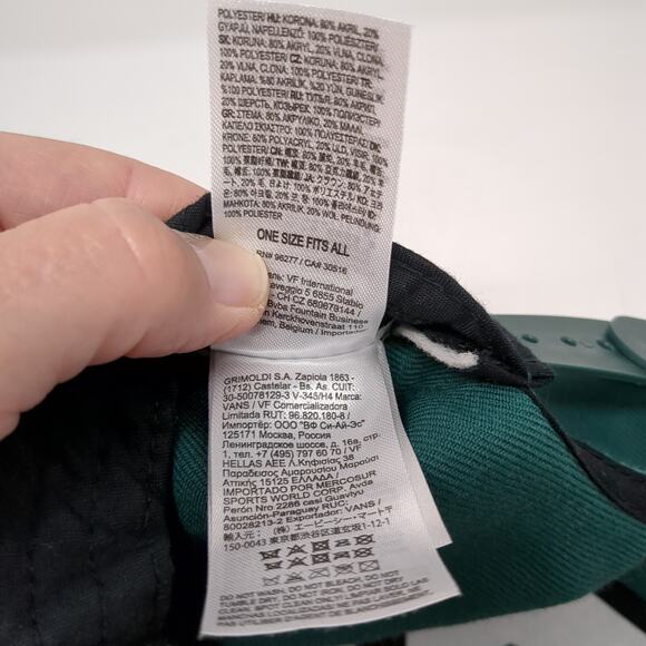 VANS Off The Wall Snapback Hat Green One Size Adjustable Embroidered 6 Panel - Picture 10 of 10